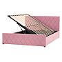 Storage Bed Pink Velvet Upholstery Eu Double Size 4ft6 With Slatted Base Diamond-tufted Headboard