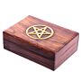 Decorative Sheesham Wood Pentagram 17.5cm Jewellry/trinket Box