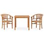 Vidaxl 3 Piece Garden Dining Set Solid Teak Wood