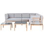 Garden Sofa Set Grey Aluminium Polyester 6 Seater Outdoor Patio Terrace 2 Coffee Tables Cushions