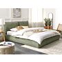 Eu Super King Size Bed Green Corduroy Upholstery 6ft Slatted Base With Thick Padded Headboard Footboard