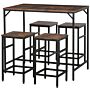 Homcom Industrial Rectangular Bar Table Set With 4 Stools