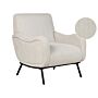 Armchair Light Grey Jumbo Cord Corduroy Upholstered Retro Style Low Back