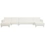 Corner Sofa Bed White Faux Leather Tufted Modern U-shaped Modular 6 Seater With Chaise Lounges