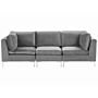 Modular Sofa Grey Velvet 3 Seater Silver Metal Legs Glamour Style Beliani