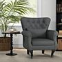 Homcom Chesterfield-style Accent Chair, Tufted Wingback Armchair With Pillow, Naihead Trim For Living Room, Dark Grey