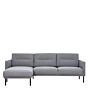 Larvik Chaiselongue Sofa (lh) - Grey, Black Legs