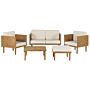 Garden Sofa Set Acacia Wood White Cushions 4 Seater Modern Design Outdoor Conversation Set