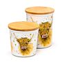 Recycled Rpet Set Of 2 Storage Jars S/m - Jan Pashley Highland Coo Cow