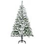 Homcom 5 Foot Snow Flocked Artificial Christmas Tree Xmas Pine Tree With 358 Realistic Branches, Auto Open And Steel Base, Green