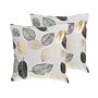 Set Of 2 Decorative Cushions Gold And Black Cotton Leaf Pattern 45 X 45 Cm Foil Print Decor