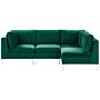 Left Hand Modular Corner Sofa Green Velvet 4 Seater L-shaped Silver Metal Legs