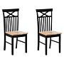 Set Of 2 Dining Chairs Black With Light Wood