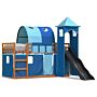 Vidaxl Bunk Bed With Slide And Curtains Blue 80x200 Cm