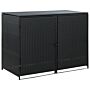 Vidaxl Double Wheelie Bin Shed Poly Rattan Black 148x80x111 Cm