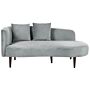 Chaise Lounge Light Grey Velvet Polyester Upholstery Left Hand Dark Wood Legs Extra Throw Pillows