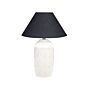 Table Lamp Beige Ceramic Base Fabric Shade Ambient Lighting Bedside Table Lamp