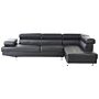 Corner Sofa Black Faux Leather L-shaped 5 Seater Adjustable Headrests And Armrests