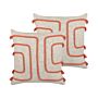 Decorative Cushions Beige And Orange 45 X 45 Cm Abstract Pattern Square