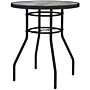 Outsunny Tempered Glass Top Garden Table With Glass Printed Design, Steel Frame, Foot Pads For Porch, Multicolour