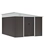 Outsunny 11 X 9 Ft Metal Garden Storage Shed Sloped Roof Tool House With Double Sliding Doors And 2 Air Vents, Grey