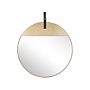 Wall Mirror Gold Metal Faux Leather Strap Round 60 Cm Decorative Hanging