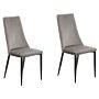 Set Of 2 Dining Chairs Grey Velvet Upholstered Seat High Back