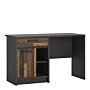 Brooklyn Desk With 1 Door And 1 Drawer In Walnut And Dark Matera Grey