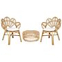 Bistro Set Natural Rattan 74 X 61 X 88 Cm 2 Chairs 1 Coffee Table