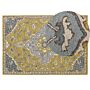 Area Rug Yellow And Blue Wool 140 X 200 Cm Oriental