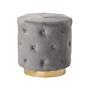 Pouffe Grey Velvet Upholstery Gold Base 40 X 41 Cm Tufted Buttons Footstool