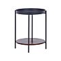 Side Table Dark Wood With Black Iron Particle Board Ø 41 Cm Shelf Round Removable Tray Top