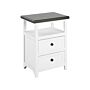 Nightstand White Brown Mdf 39 X 30 X 53 Cm 2 Drawers Shelf Bedside Table