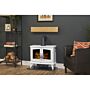 Adam Oak Beam, Hearth & Stove Pipe With Woodhouse Stove In White