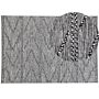 Rug Black With White 160 X 230 Cm Tufted Geometric Pattern