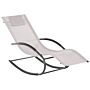 Rocking Sun Lounger Beige Fabric Black Steel Frame Fabric Detachable Headrest Garden Outdoor