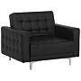 Armchair Black Faux Leather Tufted Reclining Chair Silver Legs Track Arm