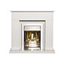 Adam Lomond White Marble Fireplace With Helios Electric Fire In Brushed Steel, 39 Inch