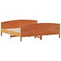 Vidaxl Bed Frame With Headboard Wax Brown 180x200 Cm Super King Solid Wood Pine