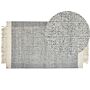 Area Rug Grey And Off-white Wool 80 X 150 Cm Rectangular Hand Woven