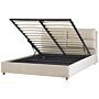 Bed Frame Light Beige Velvet Upholstery With Storage Eu King Size Bedroom Furniture