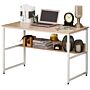 Homcom Computer Desk W/ Storage Shelf Adjustable Feet Metal Frame Home Office Laptop Study Writing Workstation Table Oak