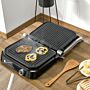 Homcom Health Grill & Panini Press, 2100w Electric Non-stick Grill With 180° Flat Open, Drip Tray, Removable Plate, Spatula And 8 Automatic Settings