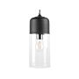 Hanging Light Pendant Lamp Black Transparent Glass Shade Geometric Cylindrical