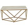 Coffee Table Beige Tabletop Gold Metal Base 80 X 80 Cm Manufactured Wood Marble Finish Glamorous Design