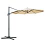 Outsunny 3(m) Patio Offset Parasol Roma Umbrella Cantilever Hanging Sun Shade Canopy Shelter 360° Rotation With Cross Base - Beige