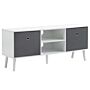 Homcom Tv Cabinet For Tvs Up To 50 Inch, Tv Entertainment Center With Storage Compartments And Drawer, White And Grey