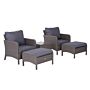 Outsunny 2 Seater Rattan Garden Furniture Set Wicker Weave Sofa Chair With Footstool And Coffee Table Thick Cushions Dark Grey