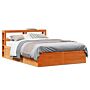 Vidaxl Bed Frame With Headboard Wax Brown 135x190 Cm Double Solid Wood Pine