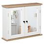 Kleankin Mirror Cabinet For Bathroom Mirror Cupboard Wall Mounted Storage Cupboard With Double Door And Adjustable Shelf, White